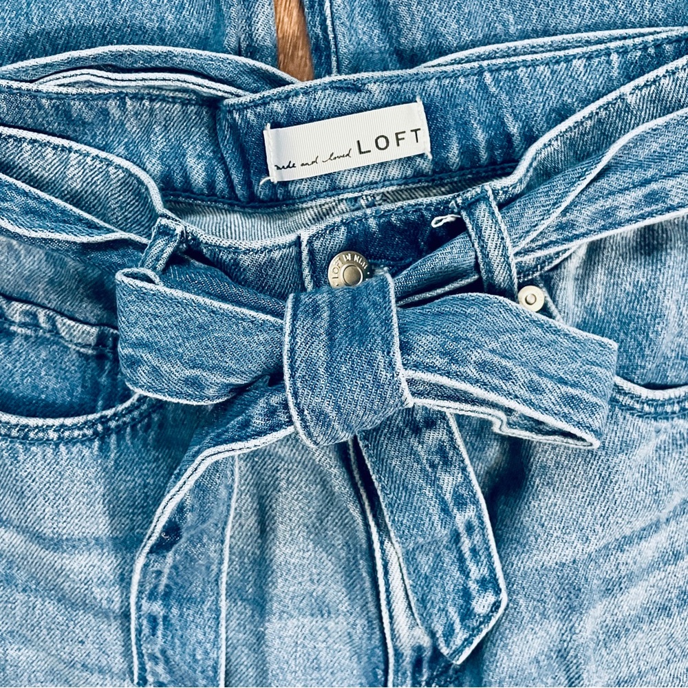 LOFT High Rise Belted Palazzo Jeans 25 0 Medium Wash Denim - Picture 4 of 11